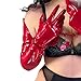 DooWay Women's 95CM Spike Gloves Shiny Red Pointed-top Fishbone-supported Shoulder Long Faux Leather Wet Look Fashion Costume Cosplay Halloween Glove