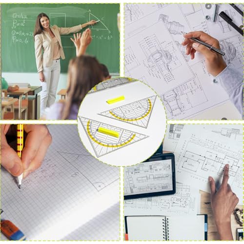 4 Pcs Geodreieck mit Griff - Geodreieck 14cm, Geodreieck Klein, Dreieck Lineal, Geodreieck Grundschule