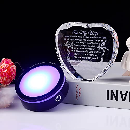 Ywhl Gifts For Wife With Colorful Led Base I Love You Gifts For Her From Husband Best Anniversary Birthday Wife Gift Ideas Romantic To My Wife Crystal Keepsakes Presents For Valentine's Day Christmas #TOP4