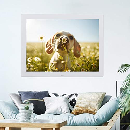 Ciglow 15" Hd Digital Photo Frame,1280 * 800 Electronic Photo Frame Digital Picture Frame With Music And Video Player, Alarm Clock, Calendar, Etc. Built-In Speaker For Home Office Market Etc(White) #TOP5