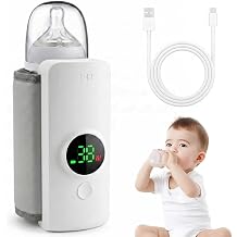 Portable Baby Bottle Warmer for Travel, Cordless Bottle Warmer for Breast Milk & Formula, USB-C Rechargeable, 6 Temperature Settings, Fits Most Baby Bottles