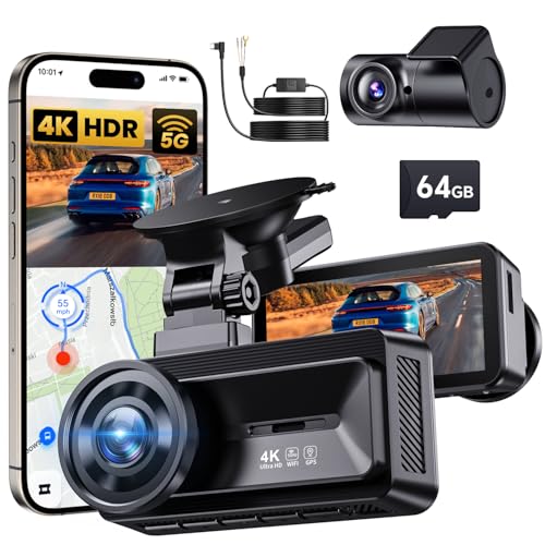 COOLCRAZY 4K Front Rear Dash Cam with WiFi