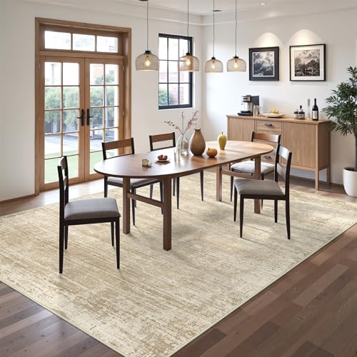 zesthome 5x7 Area Rugs, Modern Washable Rug, Non-Slip Rugs for Living Room, Stain Resistant Abstract Rugs, Ultra-Thin Indoor Area Rug 5x7, Home Decor Beige Rug