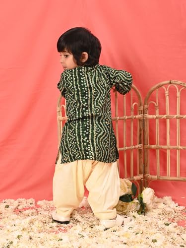 Image of Vastramay Boys' Bandhani Kurta and Patiala Set - Traditional Cotton Ethnic Wear for Infants, Perfect for Weddings and Festive Occasions
