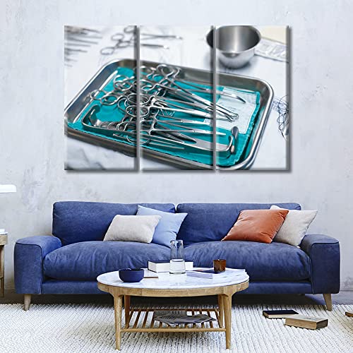 Image of TUMOVO Clinical Laboratory Canvas Wall Art Home Decor Medical Pictures Black and White Wall Art 3 Panel Medical ExaminationPosters and Prints Framed Ready to Hang (42 inch Wx28 H)