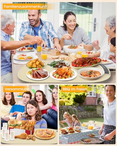 MQFORU Warmhalteplatte Elektronisch, Wärmeplatte Essen mit 7 Temperatureinstellungen, 4-Stunden-Timer & Sicherheitssperre, Silikon Speisenwärmer Buffetwärmer- Öl- und Fettbeständig, Leicht zu Reinigen – Bild 3