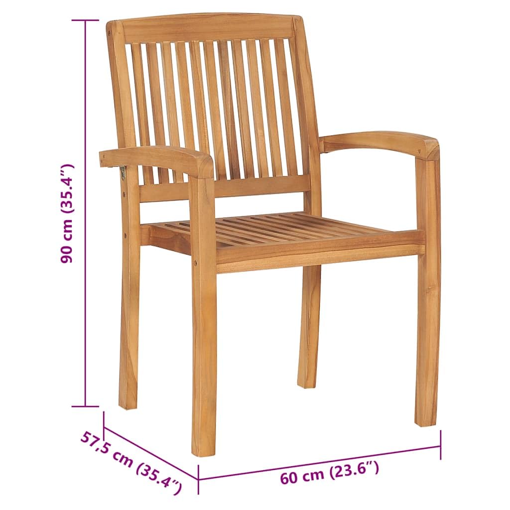 vidaXL Sedie da Giardino Impilabili 4 pz con Cuscini Massello di Teak