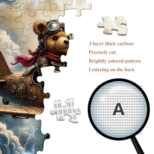 1024 piezas puzzle rompecabezas para adultos de arte steampunk con oso piloto en cielo tormentoso, 23.86 x 23.86 pulgadas miniatura 5