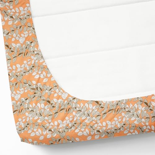Image of IVAZA Ezyption Cotton Super Soft 240 TC Elastic Fitted All Around Elastic Printed King Size Double Bed Bedsheet with 2 Pillow Cover 72 inch X 78 inch Light Peach