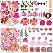148PCS Pink Dried Pressed Flowers with Butterfly Stickers - YouthBro Real Nature Flowers Craft Set for Resin Jewelry Candle Soap Vase Making Nail Card Scrapbook Art Floral Decors