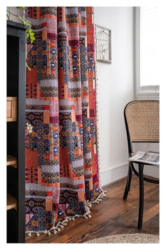Cortinas opacas for dormitorio y ventanas de comedor con tejido semiopaco diseño patchwork 6