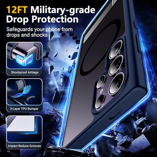 Image of SPIDERCASE Magnetic for Samsung Galaxy S24 Ultra Case, [3 Stand Ways][ Military Grade Drop Protection] with Invisible Stand Shockproof Slim Case for S24 Ultra 6.8'', Blue