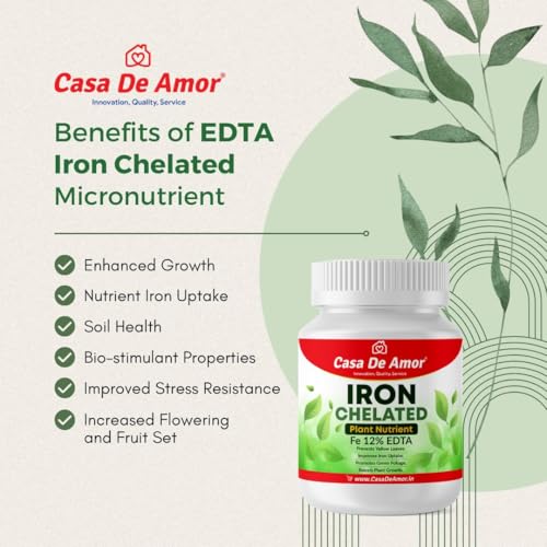 Image of Casa De Amor Iron Fe-12% EDTA Chelated | Prevents Yellowing & Boosts Growth | 100% Water-Soluble Foliar Spray | For Lush Green Leaves & Strong Plants | 50 gm