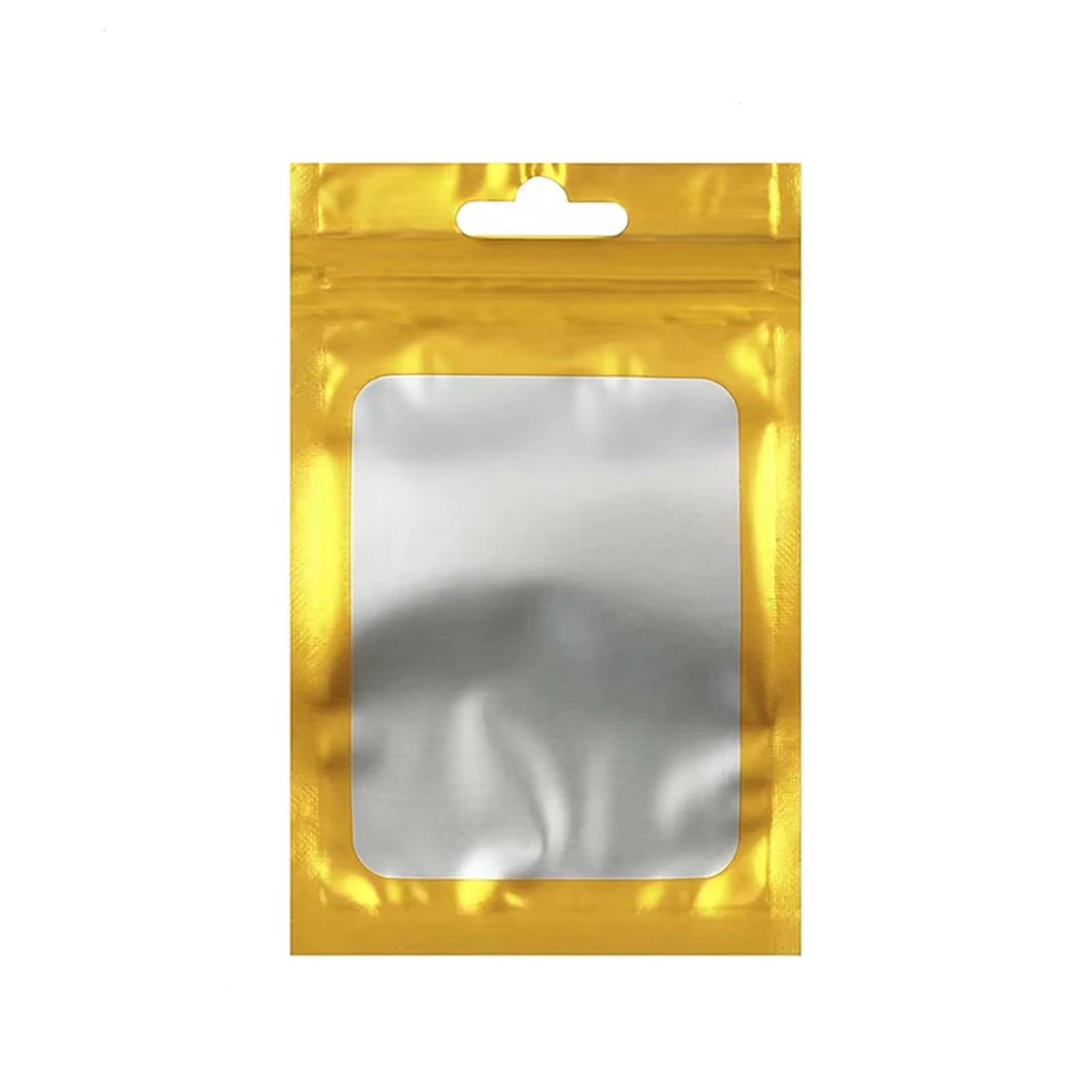 self-sealing bag, Aluminum Foil Flat Lock Bags Pack of 100 with Zip Window Multicolor Multiple Sizes(Gold,7X10CM OTHER)