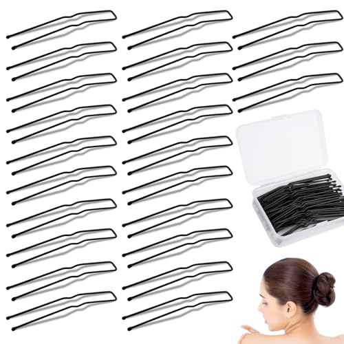36 Pieces U Shaped Hair Pins Metal Bobby Ballet Styling Pins for Women Girls Salon Thick Thin Long Curly Hair Forks(Black)