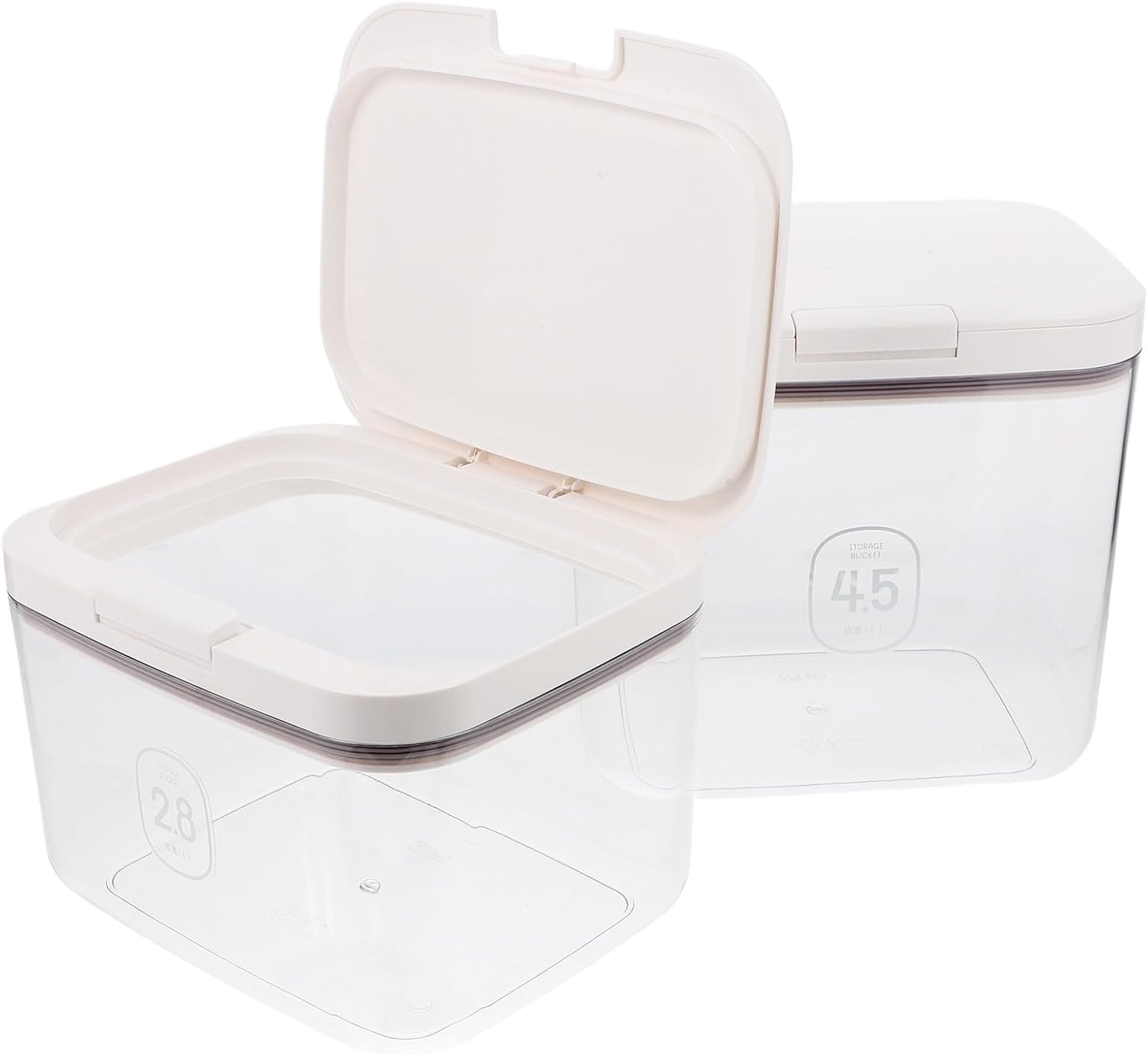 Airtight Rice Storage Container and Flour Dispenser with Measuring Cup 2pcs (2.8l 4.5l) Food Storage Bin for Kitchen Pantry Organization