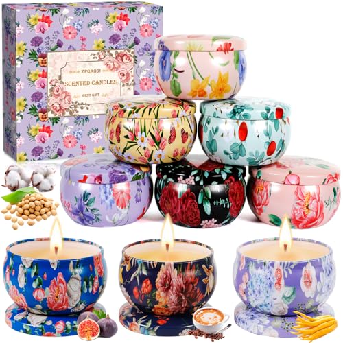 ZPQAODI Velas Aromáticas para Mujer 9 Packs,Perfumadas de Aromaterapia Cera de Soja Regalo Decorativas,Ideas Regalo Mujer,Aromaterapia,Velas Perfumadas Para Regalo Día de la Madre Cumpleaños Yoga