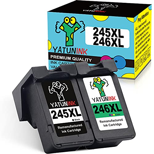 YATUNINK Remanufactured Ink Cartridge Replacement for Canon 245XL 246XL PG-245Xl Cl-246Xl 245 and 246 Combo Pack for Canon Pixma MX492 MX490 Pixma MG2520 PIXMA TS3322 MG2522 TR4520 Printer Ink 2 Pack