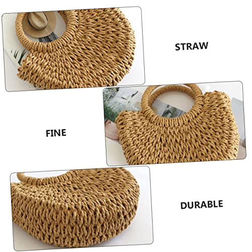Bolso tote de paja tejido a mano para mujer, diseño de media luna, gran capacidad, para playa, fiestas y compras miniatura 3