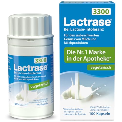 pro natura Lactrase 3300 vegetarisch – 100 Lactase Kapseln bei Lactose-Intoleranz, für den unbeschwerten Genuss von Milch und Milchprodukten