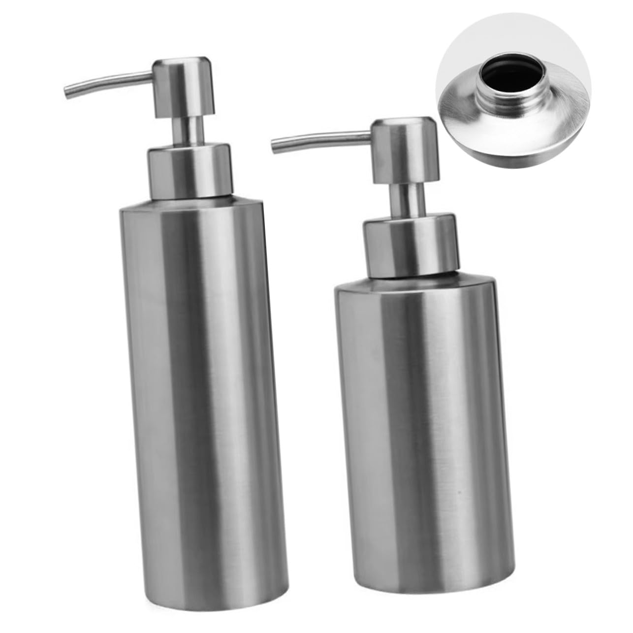 Cabilock 2 Piezas Dispensador Jabón Líquido Acero Inoxidable Press Tipo y Rellenable para Cocina Baño y Lavandería