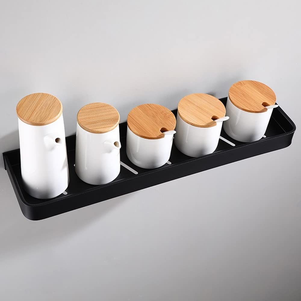 Półki łazienkowe, Uchwyt do przechowywania Półka na kosmetyki łazienkowe Rama lustra hotelowa BlackSpace Aluminiowa matowa łazienka(23CM)