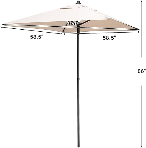 Miniatura 4 de UIIAIOUIAIO Sombrilla de patio al aire libre de 5 pies para jardín junto a la piscina, sombrilla de mercado de mesa con botón de liberación rápida,