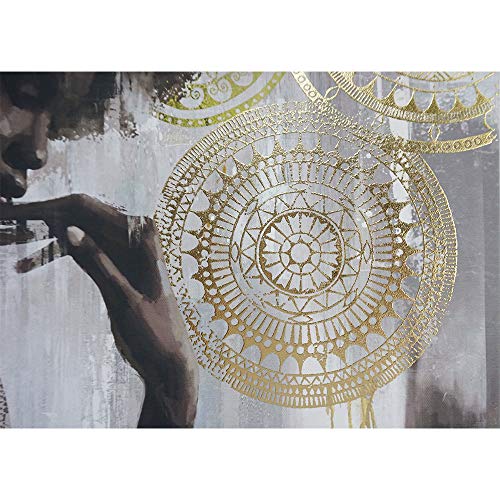 Pi Art African American Wall Art, Gold And Black Art Canvas Print Wall Painting For Bedroom And Living Room (24X24 Inch, A Framed) #TOP3