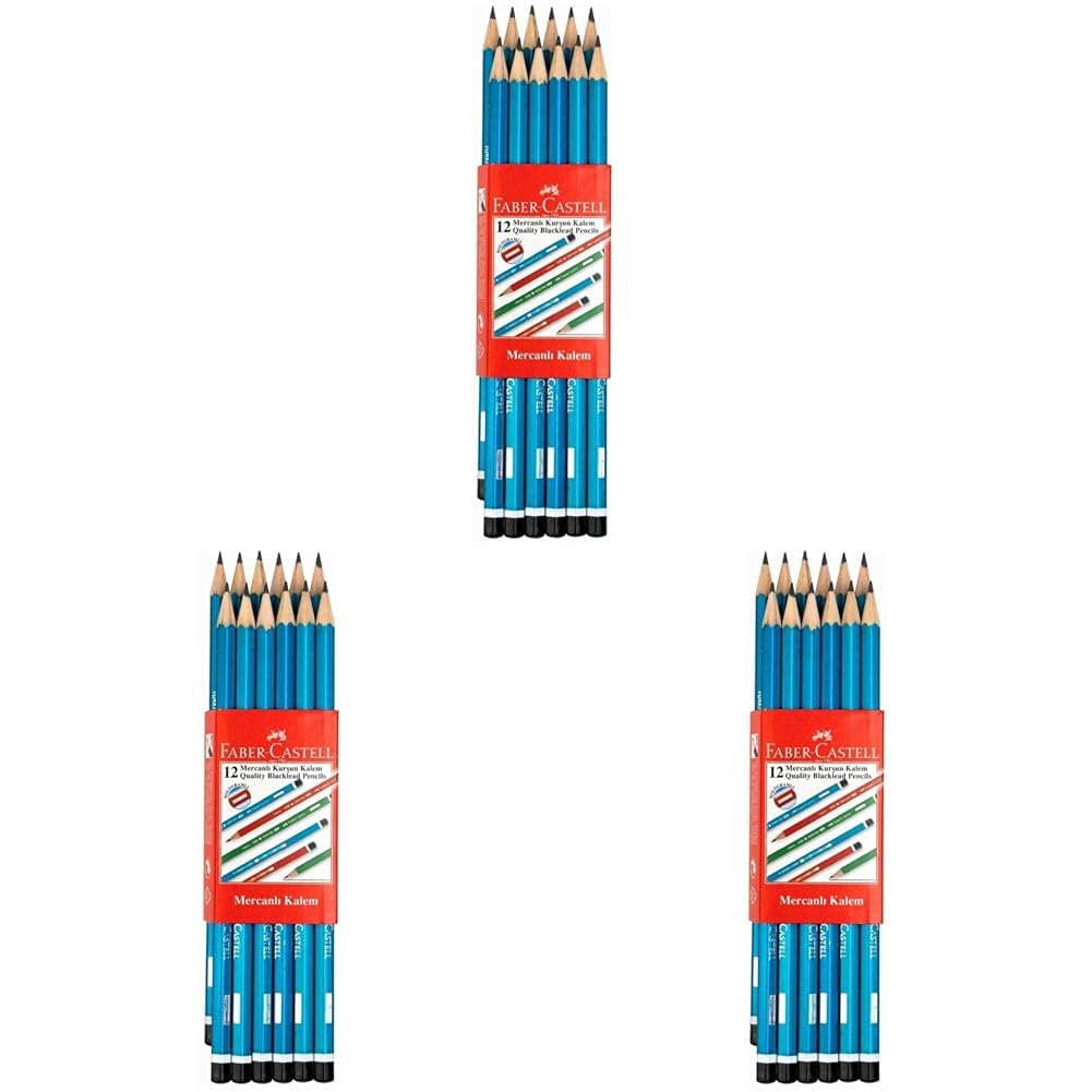 Faber-Castell 12'li Köşeli Mercanlı Kurşun Kalem 3lü paket