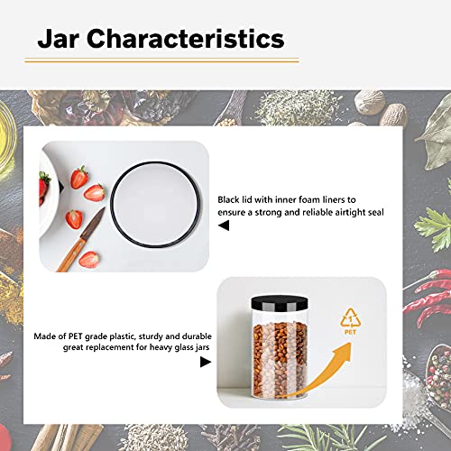 Clear Plastic Jars 32Oz 12Pack Big Round Pet Plastic Containers With Black Screw On Lids Reusable Empty Storage Jars With Lid Clear Containers Easy Clean For Household And Kitchen Organizing #TOP2