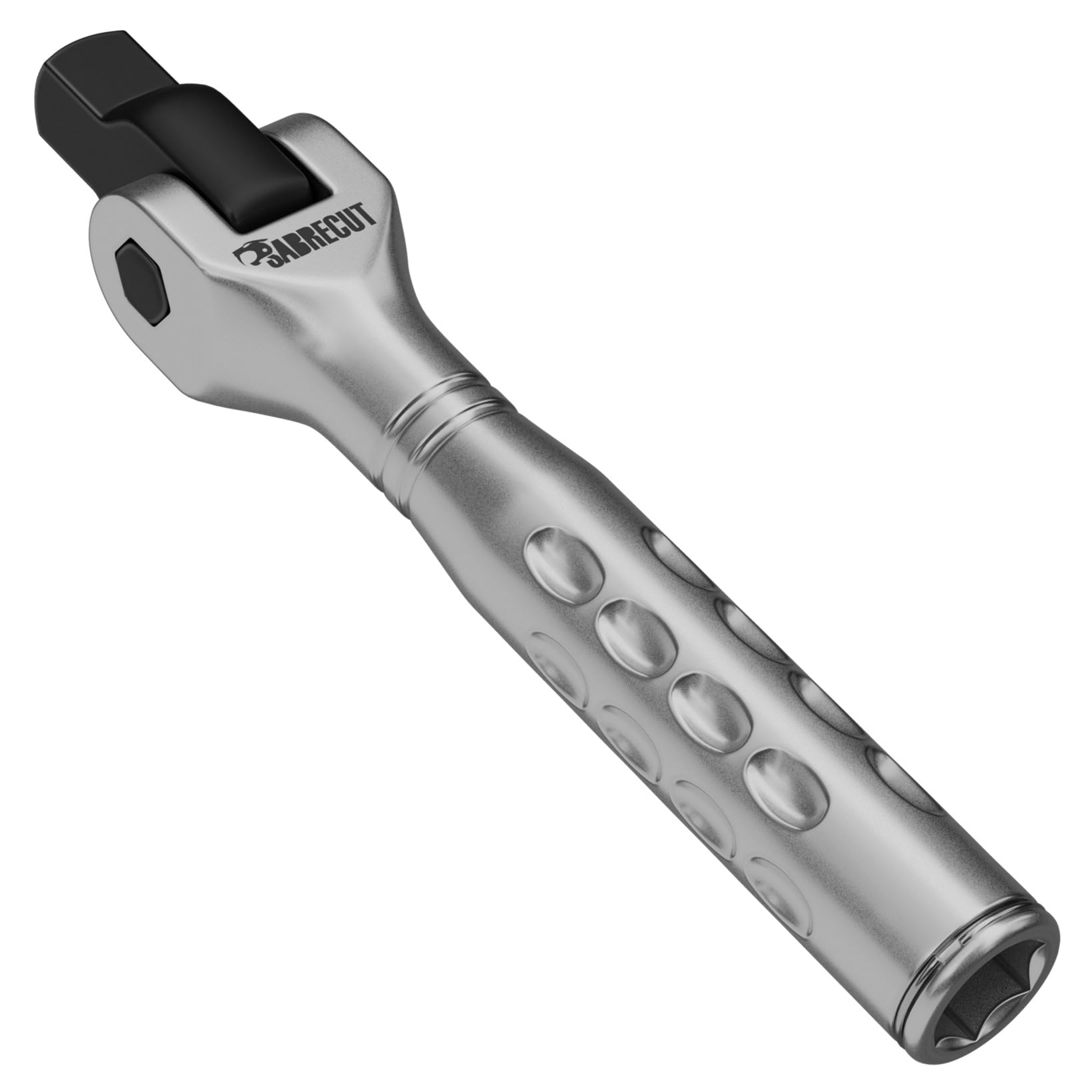 SabreCut 1 x MRSC12 Mini Dual Drive Compact 1/4" Vierkant-Drehkopf-Brecherstange mit Sechskantbasis – gerändelter, rutschfester Griff, 180-Grad-Schwenkkopf-Federverriegelungssystem