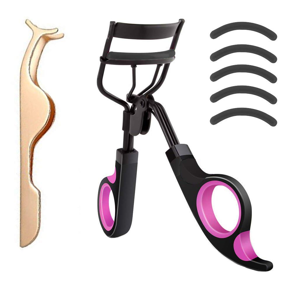 Best Eye Eyelash Curler - Pro Lash Curler Plus 5 Additional Refill Pads Long Lasting & Natural Looking Curl Painless Fits All Eye Shapes Get Gorgeous Eyelashes in Seconds (Black-Purple)