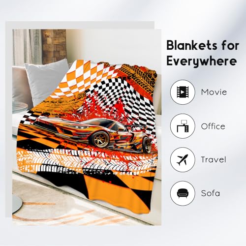 Blanket for Kids, Racing Car Blankets for Boys Age 6-8, Toddler Throw Gifts, Cool Flannel Throw for Car Lovers, 30"x40"