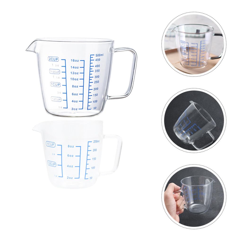 UPKOCH 2pièces Verre Doseur Tasse à Mesurer Verre pour Pâtisserie Cuisine Mélange Précis avec Graduation Claire