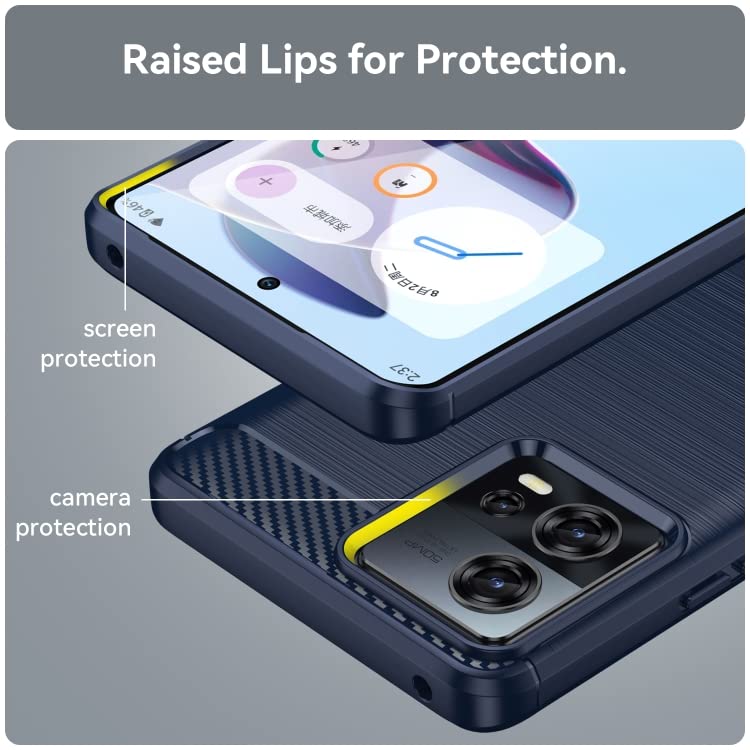 Image of NPRC Hybrid Ultra Slim Protective Case TPU Non-Slip Carbon Fiber Texture Shockproof Case Cover for Moto Edge 30 Fusion - Blue
