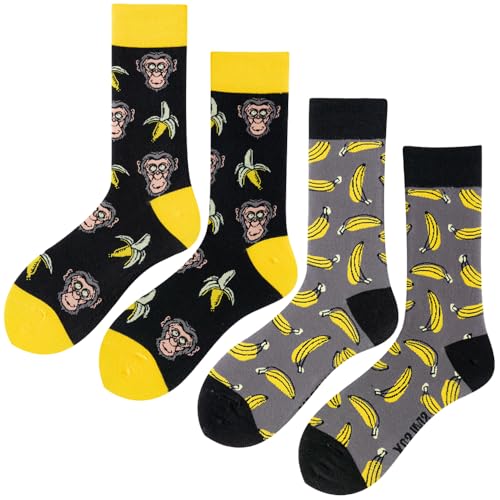 Image of 2 Pairs Cartoon Animal Crew Socks Fun Cotton Mid Calf Socks for Women