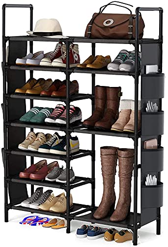 HOSTARME 7 Tiers Shoe Rack Shelf for Closet Entryway, Free Standing Shoe Racks Non-Woven Fabric Shoe Storge Organizer 30 Pairs Easy Assembled (7 tiers)