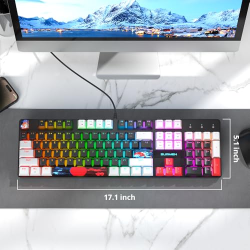 Image of RGB Gaming Keyboard, 104-Key Wired Mechanical Keyboard, Creamy with Number Pad, Linear Red Switch NKRO, Full Size for Windows Laptop PC Gamer