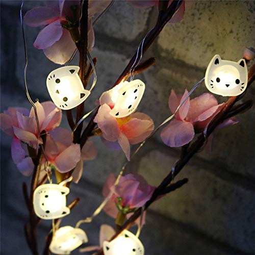 Preisvergleich Produktbild AAC 20LED Katzen-Lichterkette mit Kupferdraht für Weihnachten, Hochzeit, Party, Zuhause, Dekoration, batteriebetrieben