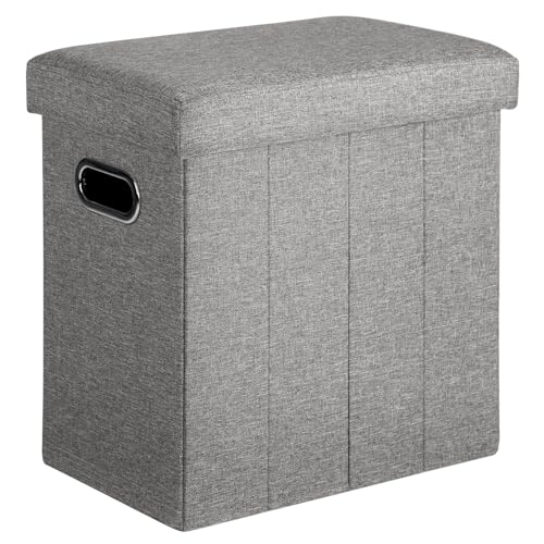 COSYLAND Sitzhocker mit Stauraum - 42 x 27 x 42cm Hocker mit Stauraum - Kleine Klappbare Sitzbank - Fußbank & Aufbewahrungsbox bis 200 kg - für Wohnzimmer, Hellgrau