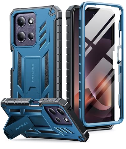 FNTCASE for Motorola Moto G-Power-5G-2026 Case: for Moto G Power 5G 2025 Case with Kickstand | Built-in Screen Protector Military Grade Drop Proof Protection Rugged Shockproof Protective Sturdy Blue