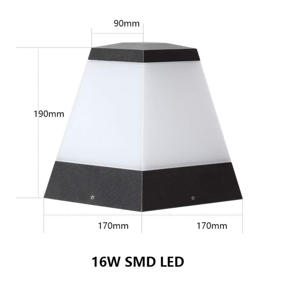 16W LED Zewnętrzna kolumnowa Zewnętrzny płot ogrodowy Ściana Willa Odrzwi Wystrój domu Aluminiowy wodoodporny IP54 PC Klosz Słupek słupkowy Oprawa latarni