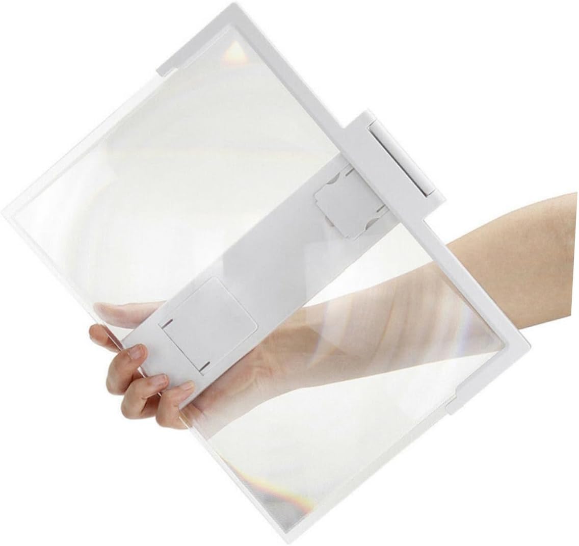3D Phone Screen Magnifier 8-14 Inch Foldable Phone Screen Amplifier with Stand for Home and Office Use, White