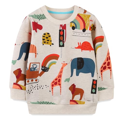 Image of Popshion Toddler Boys Sweatshirt Cotton Lightweight Kids Winter Warm Sweater Crewneck Pullover Tops