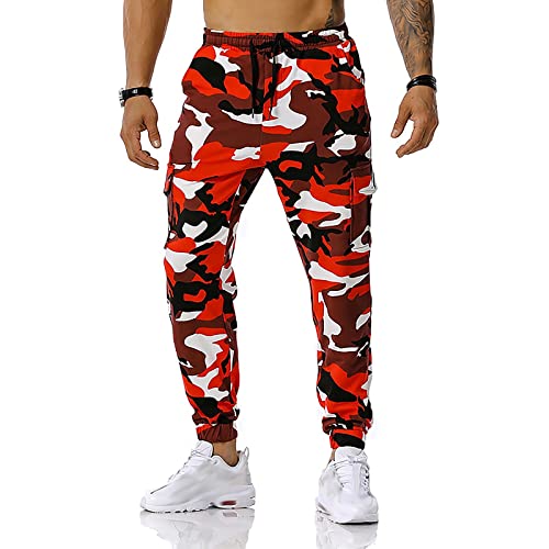 WENKOMG1 Mens Outdoor Sweatpants, Camo Joggers Drawstring Casual Camouflage Sport Sweatpant, M-3XL2