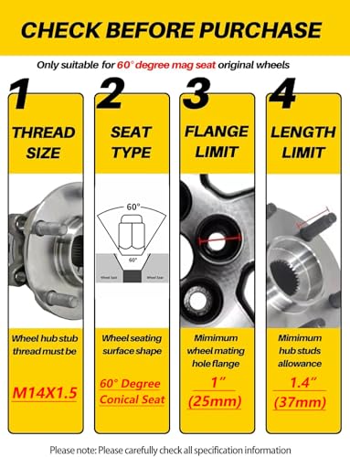 Image of MIKKUPPA M14x1.5 Lug Nuts - One-Piece Chrome OEM Factory Style Large Acorn Seat Lug Nuts 7 /8 inch Hex Replacement for Most Chrysler Dodge Jeep Ram Vehicles 24pcs Replace OEM 611-330