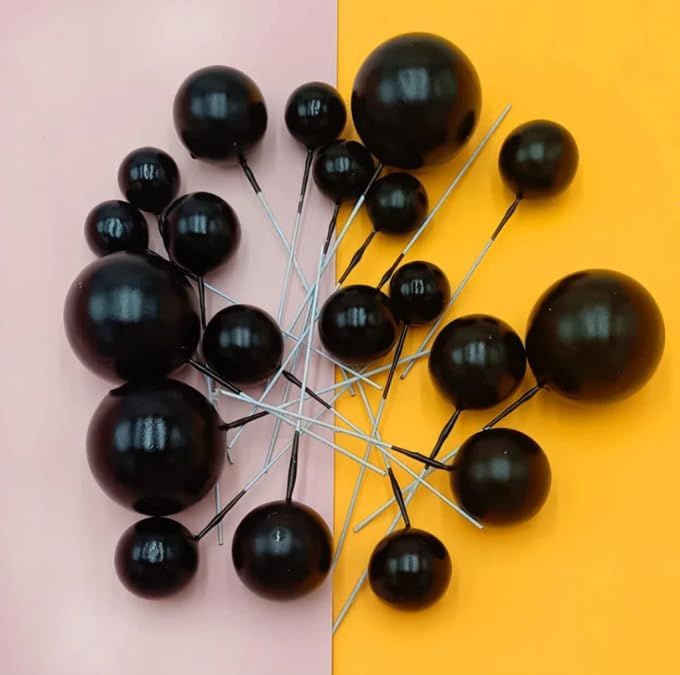 Homebakers Mart Faux Balls Topper For Cake Decoration | Pack Of 20pcs | BLACK| 4 sizes 2, 2.5, 3, 4 cm 5PC Each (BLACK)-image-15
