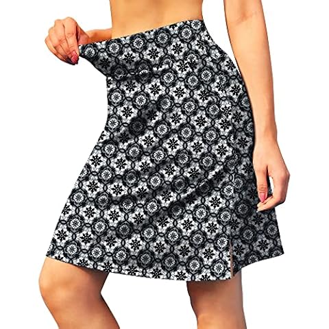 Women's 20" Knee Length Tennis Skorts Skirts SPF Elastic Athletic Skorts with Shorts Golf Skirt with Pocket Casual Skorts, Geometric, XX-Large Cover
