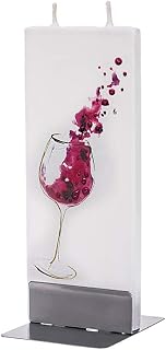 Flatyz Hand Painted Flat Candle | Unscented, Dripless, Smokeless, Decorative | Glass of Wine | Double Wick with Metal Base | Unique Gift Idea and Home Décor Accent
