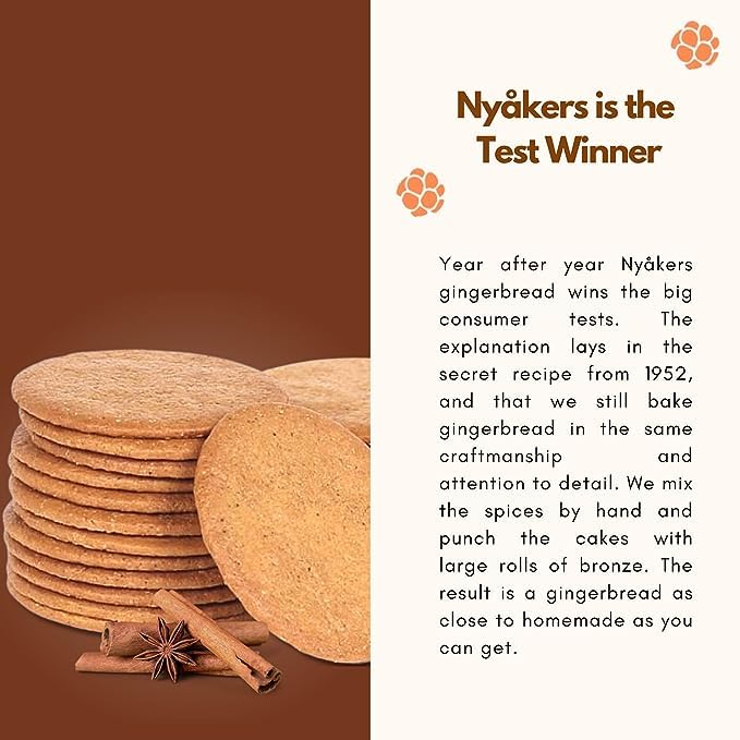 Miniatura 3 de Nyakers Pepparkakor - Galletas de jengibre sueco, galletas veganas, aperitivos sin lácteos, galletas gourmet, regalo de comida para vacaciones, San